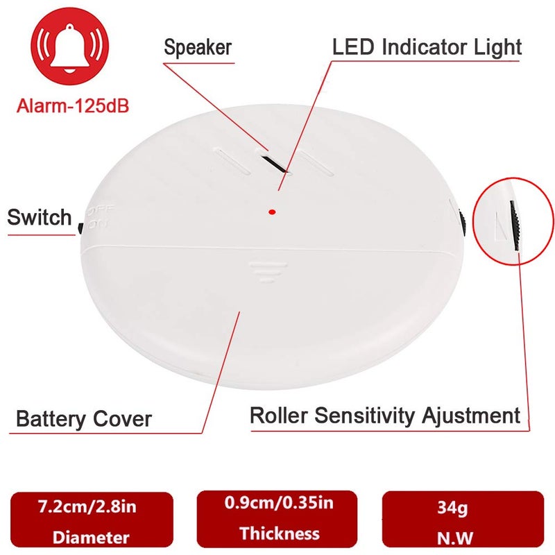 EverNary Window Vibration Alarm,6Pack 125dB Loud Ultra-Slim Anti-Theft Alarm for Door and Window Glass Break Sensor Alert with Adjustable Sensitivity (6, White) - Image 5
